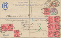 GB 1902, EVII Superb Used 3d Postal Stationery Registered Envelope Scarce Size H Uprated With 1d Red (10 X, Within Block - Storia Postale