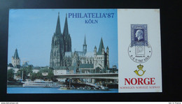 Carte Souvenir Card Expo Philatelia Koln Pont Bridge Cathedrale Norvege Norway 1987 - Cartoline Maximum