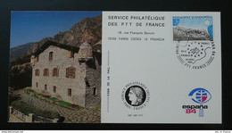Carte Souvenir Card Andorre Exposition Espana 1984 - Brieven En Documenten