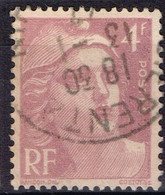 FR VAR 82 - FRANCE N° 718 Obl. Marianne De Gandon Variété Lilas - Used Stamps