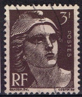 FR VAR 82 - FRANCE N° 715 Obl. Marianne De Gandon Variété Brun Noir - Used Stamps
