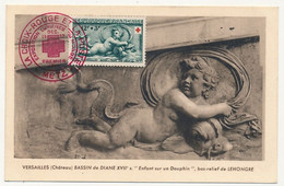 FRANCE - 2 Cartes Maximum - Croix Rouge - "Enfant Sur Un Dauphin" (2 Valeurs) Obl PJ Rouge METZ 13/12/1952 - 1950-1959
