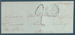 LETTRE SANS TIMBRE AVEC CàD CORPS EXPEDITIONNAIRE D'ITALIE QUARTIER GENERAL DU 28/08/49 ET TAXE 2 TB - Army Postmarks (before 1900)