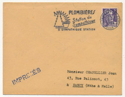 FRANCE - 5F Gandon, OMEC "PLOMBIERES Station Du Sympatique" - Plombières Les Bains Vosges 6/5/1954 - Maschinenstempel (Werbestempel)