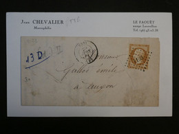BK12  FRANCE BELLE LETTRE 1851 +ERVY A  AUXON +N°13 +GD CACHET BLEU  ++AFF. INTERESSANT++ - 1853-1860 Napoleone III