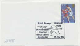 GB SPECIAL EVENT POSTMARKS British Airways CONCORDE Flight Manchester - London - RINGWAY AIRPORT Manchester 12 July 1982 - Postmark Collection