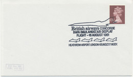 GB SPECIAL EVENT POSTMARKS British Airways CONCORDE RAFA (MIDLANDS) AIR DISPLAY FLIGHT - 16 AUGUST 1981 - HEATHROW AIRP - Storia Postale