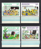 Rwanda 1990 / 1991, Education Alphabétisation School Children Unesco **, MNH, Margin - Unused Stamps