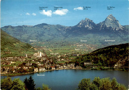 Blick Von Seelisberg/Treib Auf Brunnen, Ingenbohl, Schwyz Und Mythen (19475) * 7. 4. 1977 - Ingenbohl