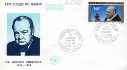 GABON A 040 Fdc Sir Wiston Churchill, Discour Radio BBC - Sir Winston Churchill