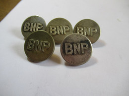 5-Boutons D'uniforme /Banque/B N P /Banque Nationale De Paris /argent /T W & W Paris/ 2,1   Cm /Vers 1970      BOUT229 - Knopen