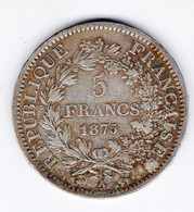 138 - FRANCE - 3ème République - 5 Francs 1875 A Type Hercule - 5 Francs