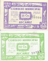 ESPAGNE -  ALCANIZ - 25, 50 Centimes - Juin 1927 - (921, 922) TTB - [ 9] Sammlungen