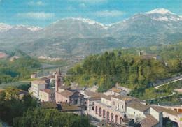 CARTOLINA  AMANDOLA,FERMO,MARCHE,PANORAMA CON VEDUTA DEI MONTI SIBILLINI-STORIA,MEMORIA,BELLA ITALIA,VIAGGIATA 1966 - Fermo