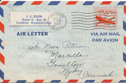 USA Postal Stationery Air Letter Sent To Denmark Washon 8-7-1947 - 1941-60