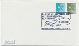 GB SPECIAL EVENT POSTMARKS British Airways CONCORDE FIRST FLIGHT LONDON - R.A.F. FINNINGLEY - 19 Sept 1981 - HEATHROW A - Marcophilie