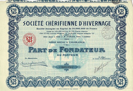 Titre De 1930 - Compagnie Chérifienne D'Hivernage - - Afrika