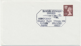 GB SPECIAL EVENT POSTMARKS British Airways CONCORDE ABBOTSINCH Charter Flight 11 October 1981 GLASGOW AIRPORT - ABBOTSI - Storia Postale