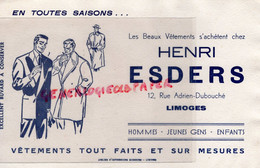 87- LIMOGES- BUVARD HENRI ESDERS CONFECTION VETEMENTS- 12 RUE ADRIEN DUBOUCHE - Textilos & Vestidos