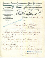 FACTURE.16.CHARENTE.NERSAC.FABRIQUE DE FEUTRES CIRCULAIRES SANS FIN POUR PAPETERIES.WELLER,LABROUSSE & Cie. - Printing & Stationeries