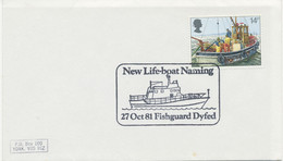 GB SPECIAL EVENT POSTMARKS New Life-boat Naming 27 Oct 81 Fishguard Dyfed - Marcofilie