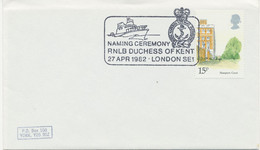 GB SPECIAL EVENT POSTMARKS NAMING CEREMONY RNLB (Royal National Life-boat Institution) DUCHESS OF KENT 27 APR 1982 - LON - Marcofilie