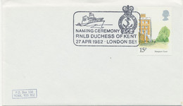 GB SPECIAL EVENT POSTMARKS NAMING CEREMONY RNLB (Royal National Life-boat Institution) DUCHESS OF KENT 27 APR 1982 - LON - Postmark Collection