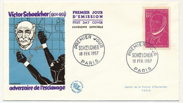 FRANCE - Env. FDC - 18F Schoelcher - PARIS - 16/2/1957 - 1950-1959