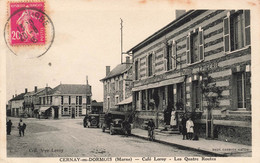 CPA Cernay En Dormois - Cafe Leroy - Les Quatre Routes - Vieilles Voitures - - Autres & Non Classés