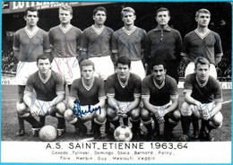 AS Saint-Étienne - French Football Champion Season 1963/64 ** ORIGINAL AUTOGRAPHS ** France Foot Soccer Fussball RRR - Autógrafos