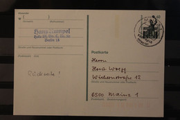 Berlin GS 60 Pf. Nachträglich Entwertet; Poststempel Rückseite, Befördert, Codiert - Postales - Usados