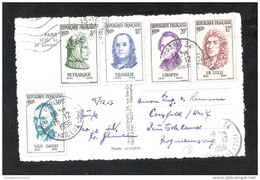 CARTE POSTALE AVEC CINQUE STAMPS IS IT A FDC ? FIRST DAY COVER ?? PEMIER JOUR D'ISSUE ?? - Gebraucht