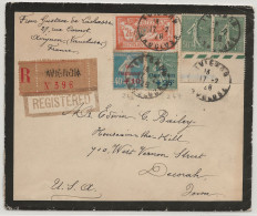 FRANCE 1928 Registered Cover Avignon To USA Iowa Decorah Via CHICAGO Merson Semeuse Caisse Amortissement - Briefe U. Dokumente