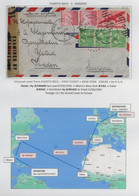 WW2 Air Mail Cover 1945 FFC First Flight PUERTO RICO USA SWEDEN Via Miami PAA Dakar BOAC Lisboa London US Censor - Storia Postale