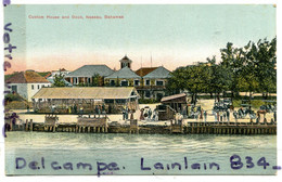 - 171 - NASSAU - ( Bahamas ), Custom House  And Dock, Carte Rare, Non écrite, épaisse, Animation, TTBE, Scans. - Bahamas