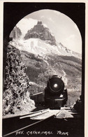 3209 - Real B&W RPPC Photo - Banff Alberta – Locomotive – Cathedral Peak - Canadian Pacific Railway CPR – VG Condition - Banff