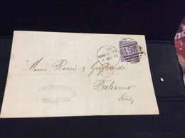 Gran Bretagna Greit Britain Histoire Postale Manchester For Sicily 1870  Palermo - Covers & Documents