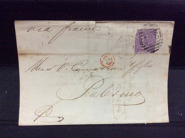 Gran Bretagna Greit Britain Histoire Postale Manchester For Sicily 1872 Palermo - Covers & Documents