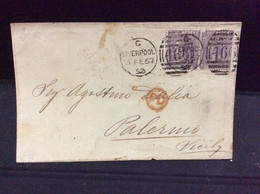 Gran Bretagna Greit Britain Histoire Postale  Liverpool For Sicily 1867 Palermo - Covers & Documents