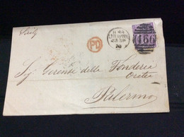 Gran Bretagna Greit Britain Histoire Postale  Liverpool For Sicily 1870 Palermo - Covers & Documents