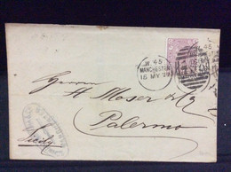 Gran Bretagna Greit Britain Histoire Postale Manchester For Sicily 1877 Palermo - Briefe U. Dokumente