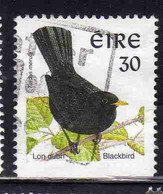 EIRE IRELAND IRLANDA 1997 1998 1999 BIRD FAUNA BLACKBIRD FROM BOOKLET 30p USED USATO OBLITERE' - Used Stamps