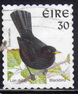 EIRE IRELAND IRLANDA 1997 1998 1999 BIRD FAUNA BLACKBIRD PERF. 8 1/2 30p USED USATO OBLITERE' - Used Stamps
