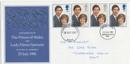 GB 22.7.1981 / 29.7.1981, The Royal Wedding (2 Sets) On Superb FDC With Rare FDI-CDS "TUNBRIDGE WELLS KENT" And A Large - 1981-1990 Decimal Issues