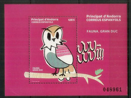 ANDORRA. Gran Búho Cornado HIBOU GRAND-DUC. Nouveau Bloc-Feuillet 2022 Pour Lettre Recommandée. Haute Faciale Neuf ** - Unused Stamps