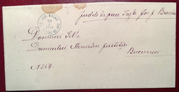 "JUD.BACAU PL.TAZLEU DE JOS 1874" RARE RURAL POSTMARK Cover To Bucuresci  (Tazlau Romania Roumanie Lettre - 1858-1880 Moldavia & Principado