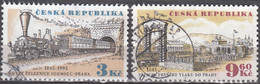 Ceska Republika 1995 Michel 81 - 82 O Cote (2009) 1.00 Euro 150 Ans Liaison Férroviaire Olomouc-Prague Cachet Rond - Used Stamps