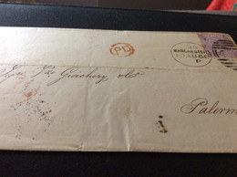 Gran Bretagna Greit Britain Histoire Postale  Manchester For Sicily 1868 Palermo - Briefe U. Dokumente