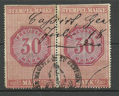 Germany Deutschland Preussen Stempelmarke 30 Mark As A Pair O - Other & Unclassified