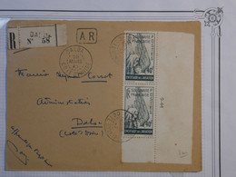C COLONIE FRANCE BELLE LETTRE RARE RECOM. 1945    DALOA COTE D IVOIRE +ENTRAIDE AVIATION PAIRE BLOC DATé++++ - Covers & Documents